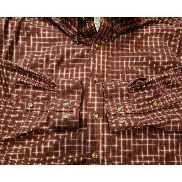 VINTAGE 90's LL Bean Men's Sz XL Plaid 100% Cotton Button Down Wrinkle Resistant - Picture 9 of 11